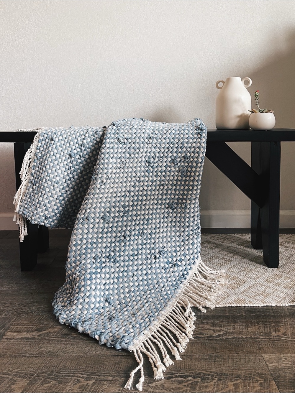 Light Blue Denim Handwoven Rag Rug